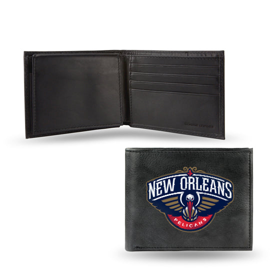 NBA Basketball New Orleans Pelicans  Embroidered Genuine Leather Billfold Wallet 3.25" x 4.25" - Slim