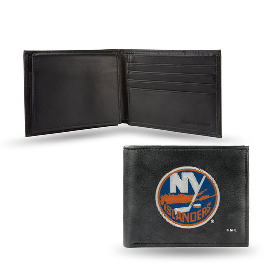 NHL Hockey New York Islanders  Embroidered Genuine Leather Billfold Wallet 3.25" x 4.25" - Slim