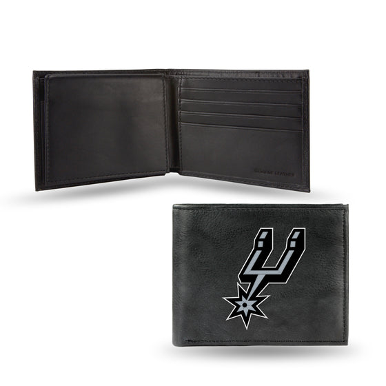 NBA Basketball San Antonio Spurs  Embroidered Genuine Leather Billfold Wallet 3.25" x 4.25" - Slim