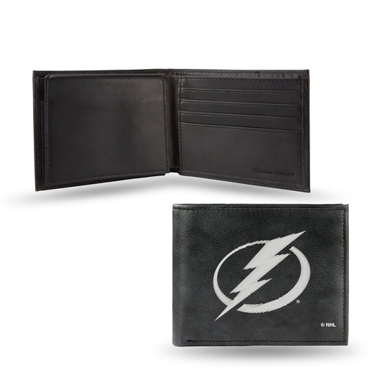 NHL Hockey Tampa Bay Lightning  Embroidered Genuine Leather Billfold Wallet 3.25" x 4.25" - Slim
