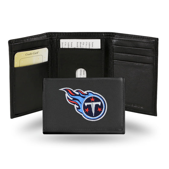 NFL Football Tennessee Titans  Embroidered Genuine Leather Tri-fold Wallet 3.25" x 4.25" - Slim