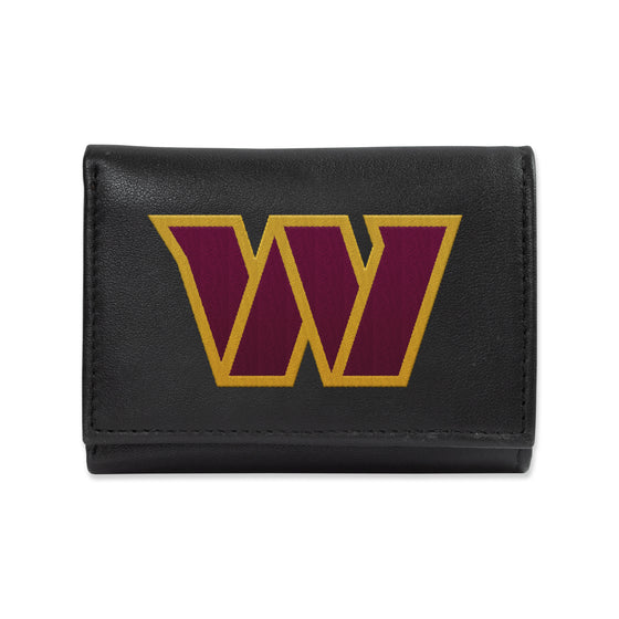 NFL Football Washington Commanders  Embroidered Genuine Leather Tri-fold Wallet 3.25" x 4.25" - Slim