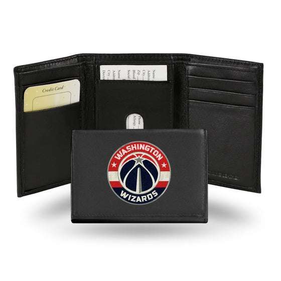 NBA Basketball Washington Wizards  Embroidered Genuine Leather Tri-fold Wallet 3.25" x 4.25" - Slim