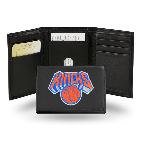NBA Basketball New York Knicks  Embroidered Genuine Leather Tri-fold Wallet 3.25" x 4.25" - Slim