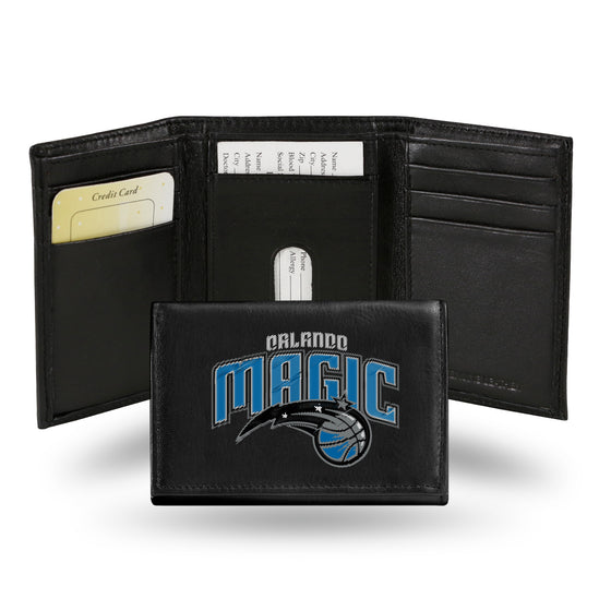 NBA Basketball Orlando Magic  Embroidered Genuine Leather Tri-fold Wallet 3.25" x 4.25" - Slim
