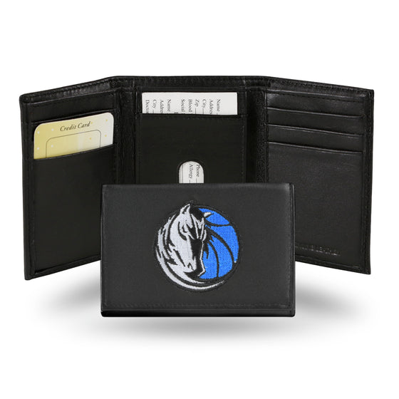 NBA Basketball Dallas Mavericks  Embroidered Genuine Leather Tri-fold Wallet 3.25" x 4.25" - Slim