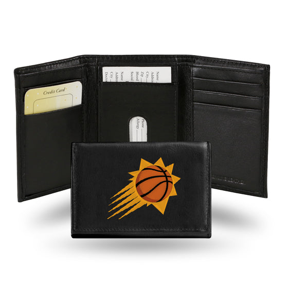 NBA Basketball Phoenix Suns  Embroidered Genuine Leather Tri-fold Wallet 3.25" x 4.25" - Slim