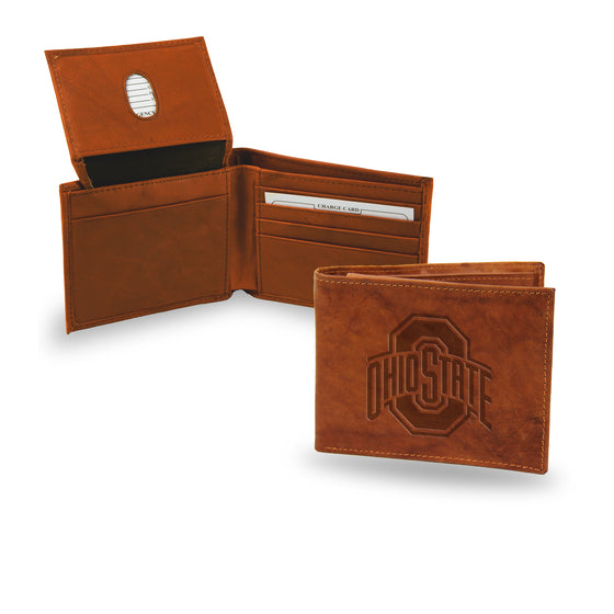 NCAA  Ohio State Buckeyes  Genuine Leather Billfold Wallet - 3.25" x 4.25" - Slim Style