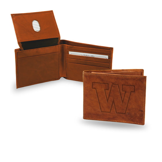 NCAA  Washington Huskies  Genuine Leather Billfold Wallet - 3.25" x 4.25" - Slim Style