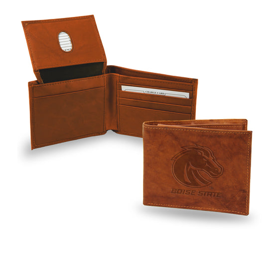NCAA  Boise State Broncos  Genuine Leather Billfold Wallet - 3.25" x 4.25" - Slim Style