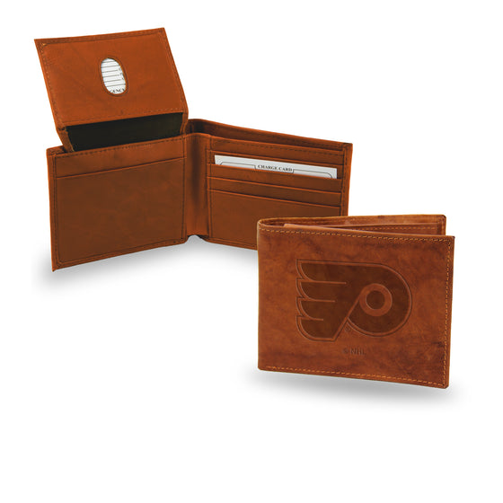 NHL Hockey Philadelphia Flyers  Genuine Leather Billfold Wallet - 3.25" x 4.25" - Slim Style