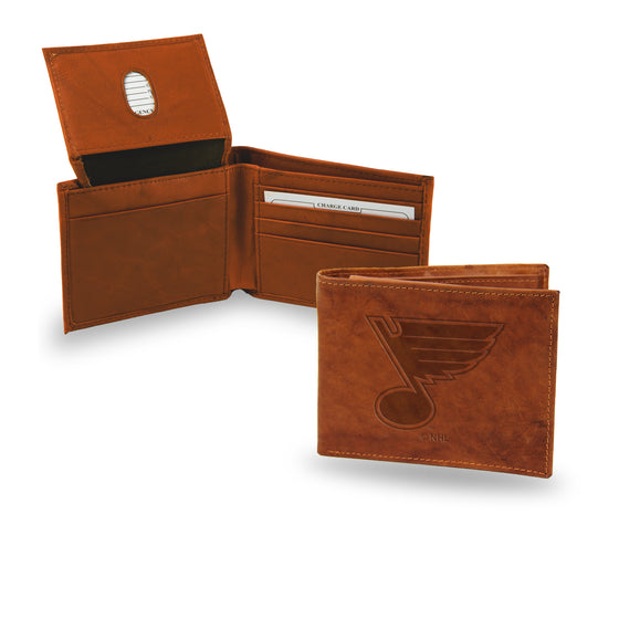 NHL Hockey St. Louis Blues  Genuine Leather Billfold Wallet - 3.25" x 4.25" - Slim Style