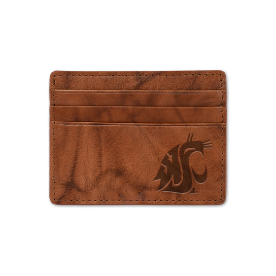 NCAA  Washington State Cougars  Embossed Leather Credit Cart Wallet