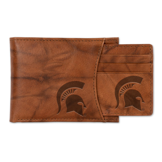 NCAA  Michigan State Spartans  Genuine Leather Slider Wallet - 2 Gifts in One