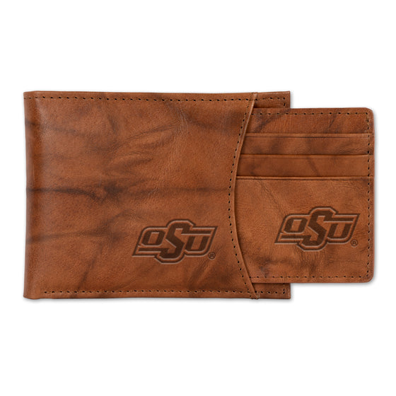 NCAA  Oklahoma State Cowboys  Genuine Leather Slider Wallet - 2 Gifts in One