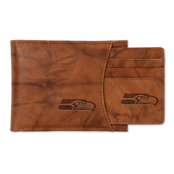 NFL Football Seattle Seahawks  Genuine Leather Slider Wallet - 2 Gifts in One