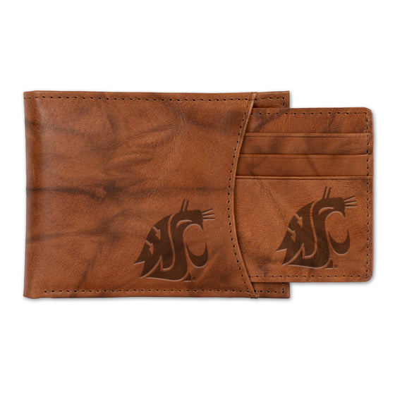 NCAA  Washington State Cougars  Genuine Leather Slider Wallet - 2 Gifts in One