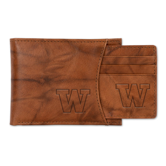 NCAA  Washington Huskies  Genuine Leather Slider Wallet - 2 Gifts in One