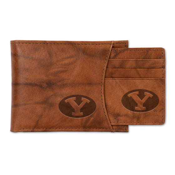 NCAA  BYU Cougars  Genuine Leather Slider Wallet - 2 Gifts in One