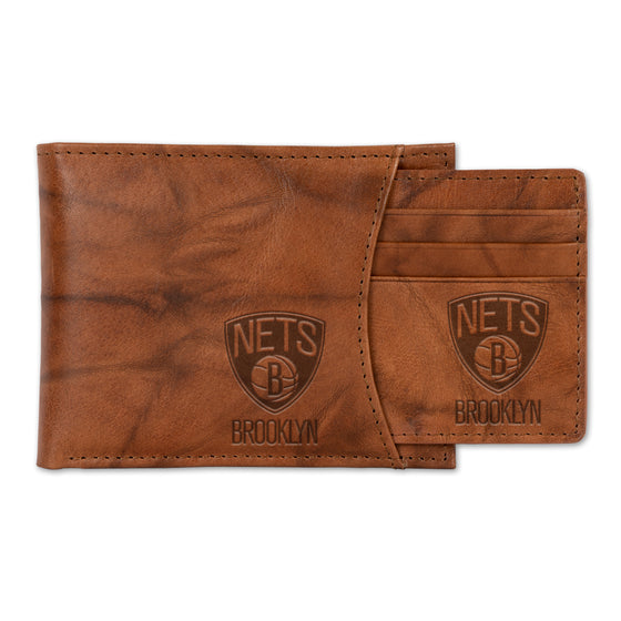 NBA Basketball Brooklyn Nets  Genuine Leather Slider Wallet - 2 Gifts in One