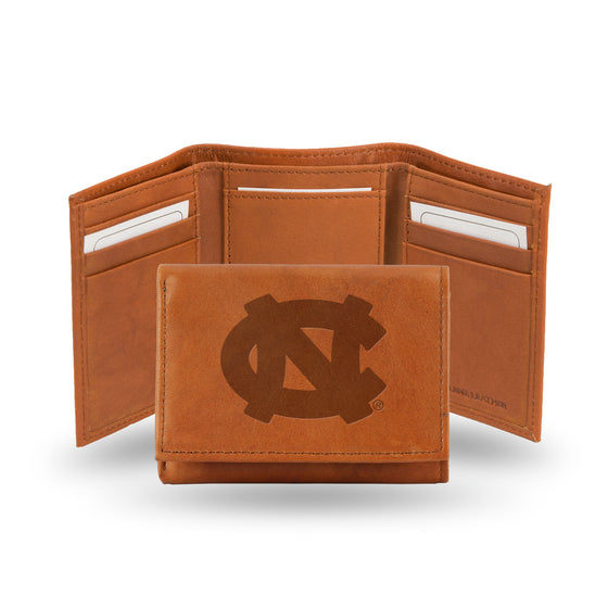 NCAA  North Carolina Tar Heels  Brown Embossed Genuine Leather Tri-Fold Wallet