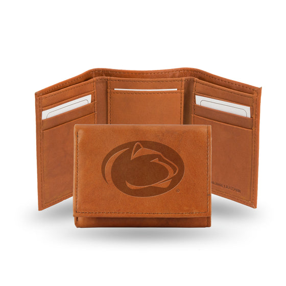 NCAA  Penn State Nittany Lions  Brown Embossed Genuine Leather Tri-Fold Wallet