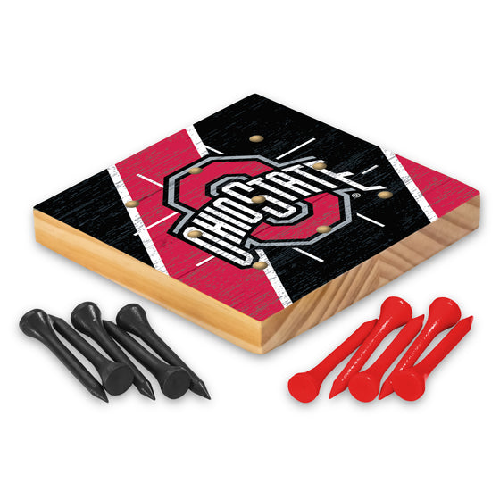 NCAA  Ohio State Buckeyes  4.25" x 4.25" Wooden Travel Sized Tic Tac Toe Game - Toy Peg Games - Family Fun