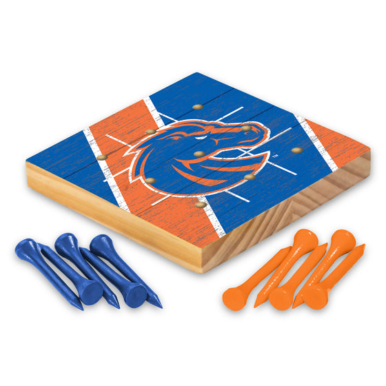 NCAA  Boise State Broncos  4.25" x 4.25" Wooden Travel Sized Tic Tac Toe Game - Toy Peg Games - Family Fun