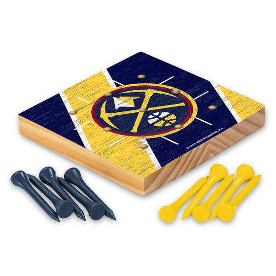 NBA Basketball Denver Nuggets  4.25" x 4.25" Wooden Travel Sized Tic Tac Toe Game - Toy Peg Games - Family Fun