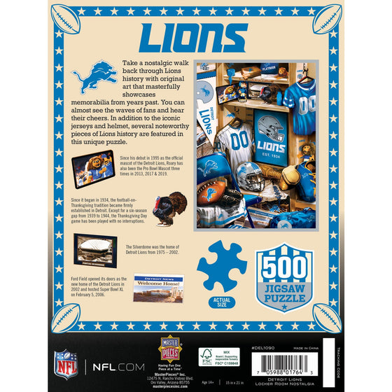 Detroit Lions - Locker Room 500 Piece Jigsaw Puzzle - 757 Sports Collectibles