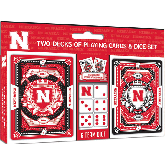Nebraska Cornhuskers - 2-Pack Playing Cards & Dice Set - 757 Sports Collectibles