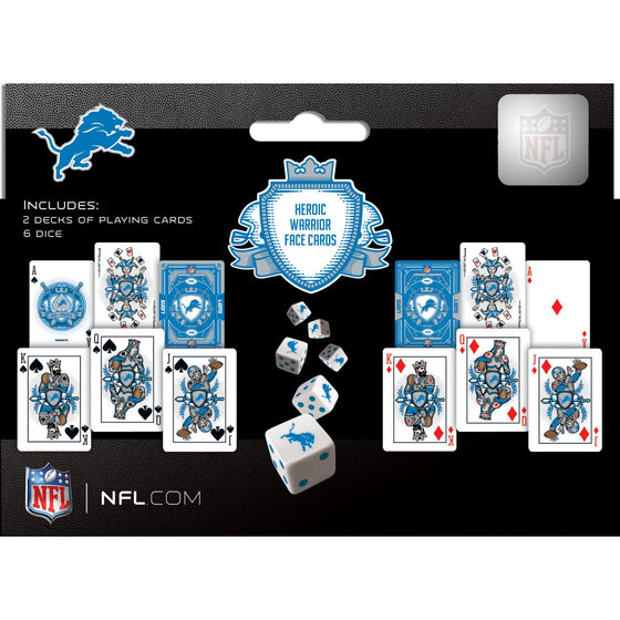 Detroit Lions - 2-Pack Playing Cards & Dice Set - 757 Sports Collectibles