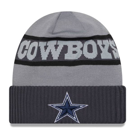 Dallas Cowboys 2023 NFL Sideline New Era Tech Knit Beanie Gray - 757 Sports Collectibles