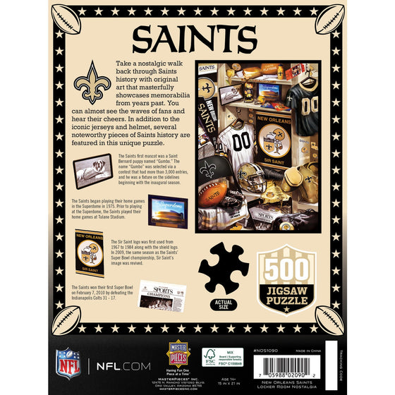 New Orleans Saints - Locker Room 500 Piece Jigsaw Puzzle - 757 Sports Collectibles
