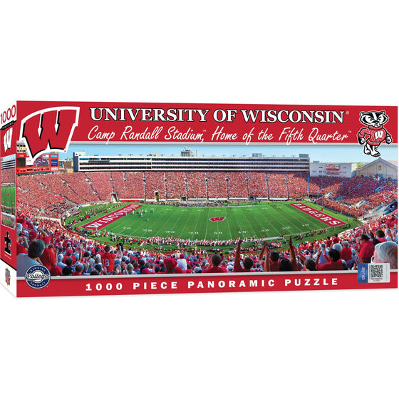 Wisconsin Badgers - 1000 Piece Panoramic Jigsaw Puzzle - Center View - 757 Sports Collectibles