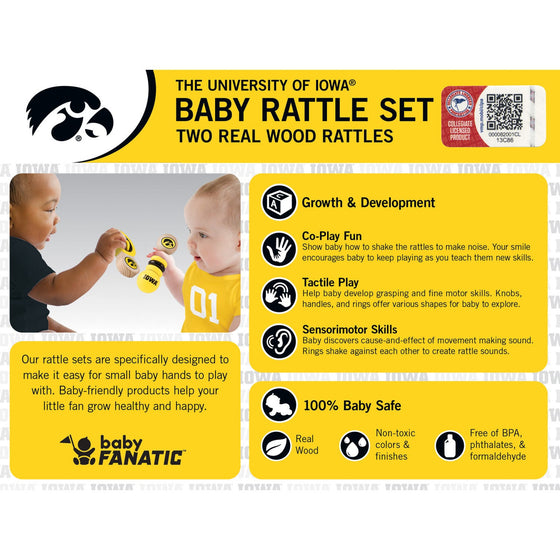 Iowa Hawkeyes - Baby Rattles 2-Pack - 757 Sports Collectibles
