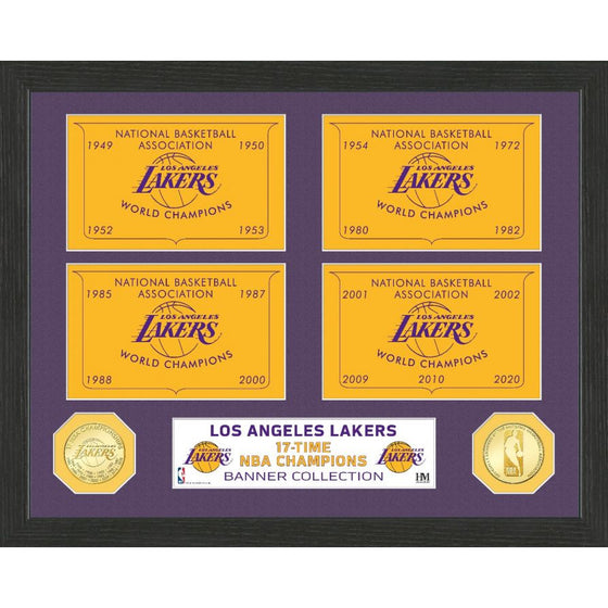Los Angeles Lakers 17-Time Champions Bronze Coin Banner Collection - 757 Sports Collectibles