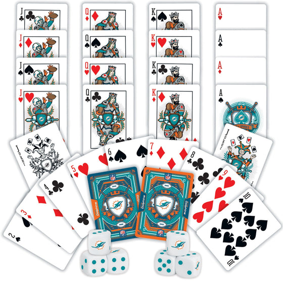 Miami Dolphins - 2-Pack Playing Cards & Dice Set - 757 Sports Collectibles