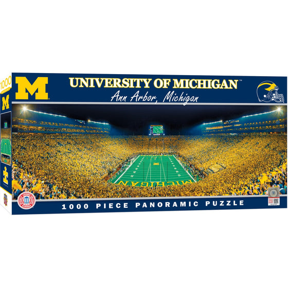 Michigan Wolverines - 1000 Piece Panoramic Jigsaw Puzzle - End View - 757 Sports Collectibles