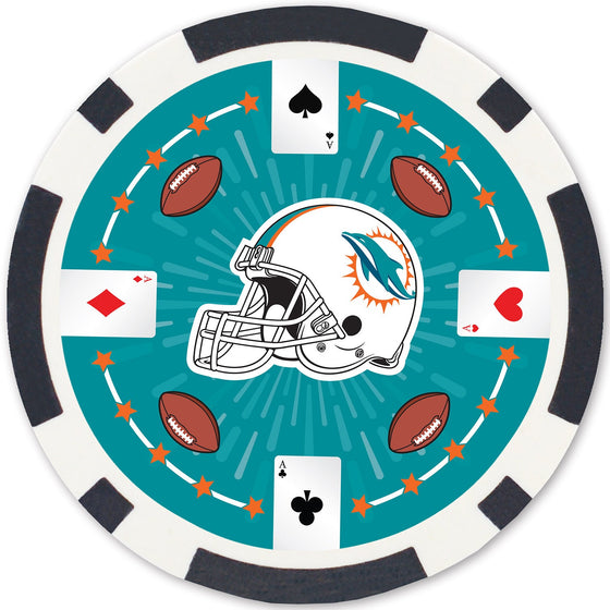 Miami Dolphins 100 Piece Poker Chips - 757 Sports Collectibles