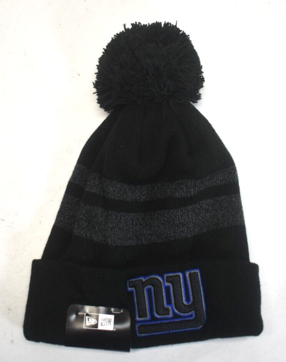 New York Giants Dispatch Cuffed Knit Hat with Pom New Era Black Beanie - 757 Sports Collectibles