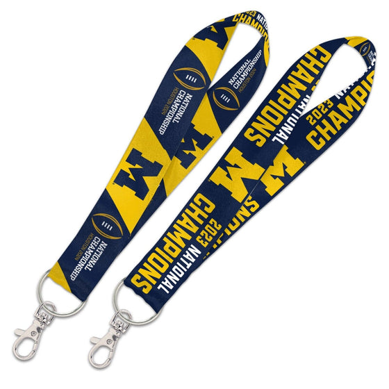 MICHIGAN WOLVERINES 2023 NATIONAL CHAMPIONS 2 SIDED LANYARD KEYCHAIN 1" W 8"L - 757 Sports Collectibles
