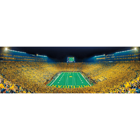 Michigan Wolverines - 1000 Piece Panoramic Jigsaw Puzzle - End View - 757 Sports Collectibles