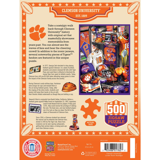 Clemson Tigers - Locker Room 500 Piece Jigsaw Puzzle - 757 Sports Collectibles