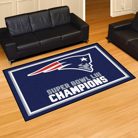 New England Patriots Super Bowl LIII Champions 5x8 Plush Rug