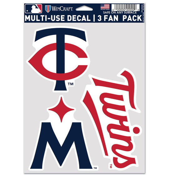Minnesota Twins Decal Multi Use Fan 3 Pack Special Order - 757 Sports Collectibles