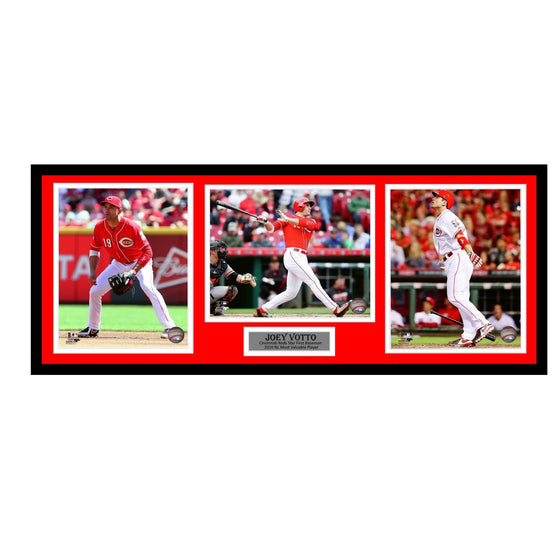 Cincinnati Reds Joey Votto 32x14 3 8x10 Photo Deluxe Framed Collage Piece 