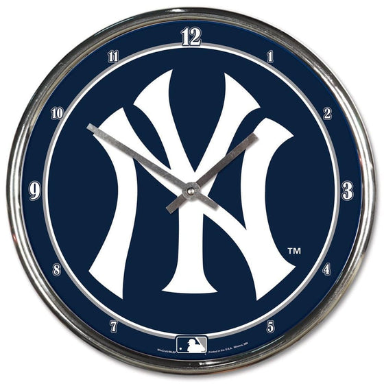 New York Yankees Round Chrome Wall Clock (CDG) - 757 Sports Collectibles