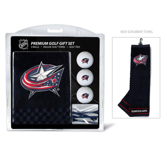 Columbus Blue Jackets Embroidered Golf Towel, 3 Golf Ball, And Golf Tee Set - 757 Sports Collectibles