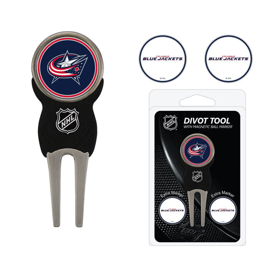 Columbus Blue Jackets Divot Tool Pack With 3 Golf Ball Markers - 757 Sports Collectibles